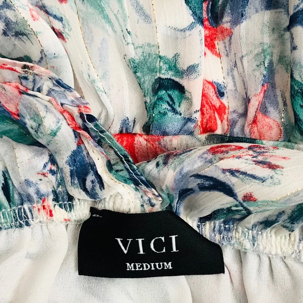 VICI  Floral Ruffle Tiered Babydoll Dress Sz M - Picture 8 of 9